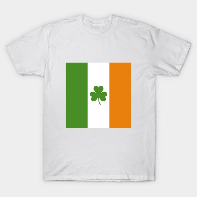 St Patrick's Day Irish Flag with Shamrock Clover T-Shirt by BirdAtWork